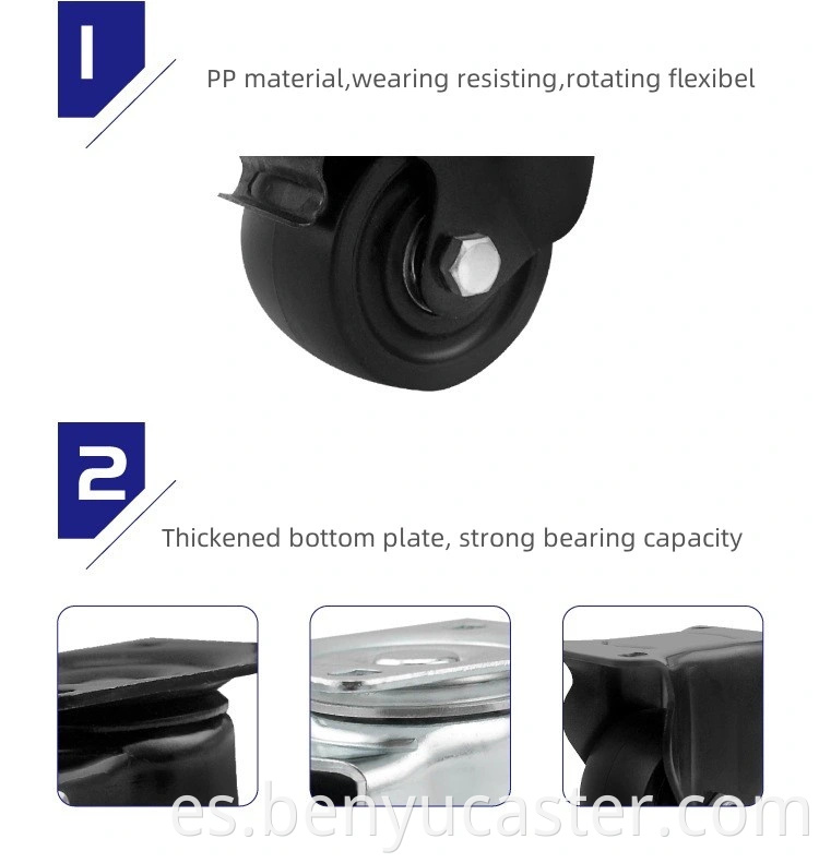 Casters de alta resistencia de 2.5 "3" Vaquero de la rueda de vaquero Rueda de nylon de ruedas de núcleo de bajo peso